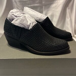 All Saints Woven Leather Western Booties Quincy WF091J Black Woman’s Sz 5